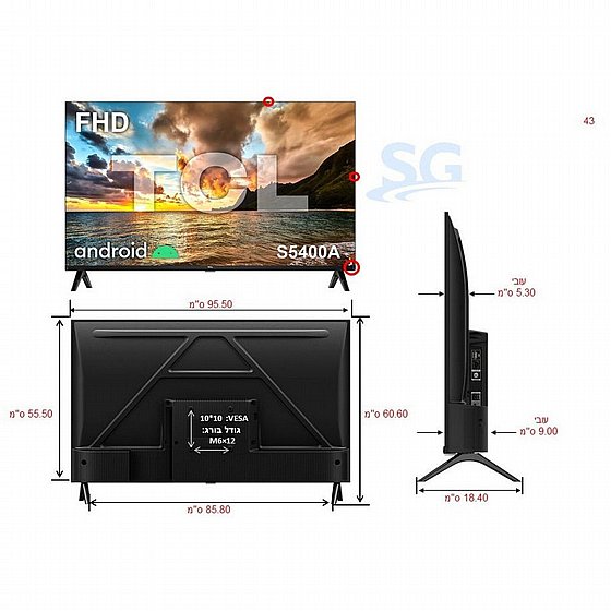 �������� ���� 43" TCL ��.��.�� ��� 43S5400A ��.���� ������ ������ 