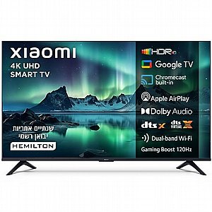 טלוויזיה חכמה 55" 4K UHD ללא שוליים Xiaomi שיאומי TV A 55 (2026) L55MB-AME המילטון יבואן רישמי טלוויזיה חכמה 55" 4K UHD ללא שוליים Xiaomi שיאומי TV A 55 (2026) L55MB-AME המילטון יבואן רישמי