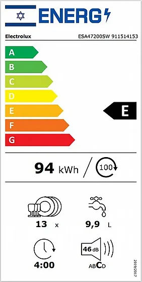 ���� ���� ���� ��� 60 �"� ��� ESA47200SW ���������� ELECTROLUX ��� �������� ����� �����